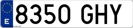 Ejemplo de matrícula española 8350 GHY