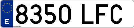 Ejemplo de matrícula de coche ordinaria 8350 LFC