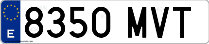 Ejemplo de matrícula de coche ordinaria 8350 MVT