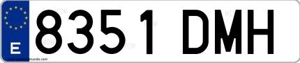 Ejemplo de matrícula española 8351 DMH