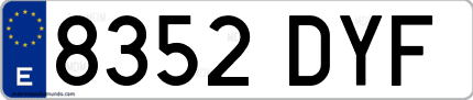 Ejemplo de matrícula de coche ordinaria 8352 DYF