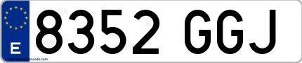 Ejemplo de matrícula española 8352 GGJ