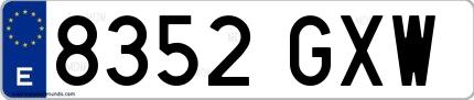 Ejemplo de matrícula española 8352 GXW