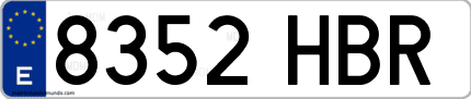 Ejemplo de matrícula de coche ordinaria 8352 HBR