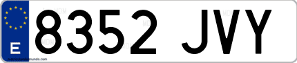 Ejemplo de matrícula de coche ordinaria 8352 JVY