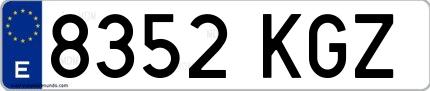 Ejemplo de matrícula española 8352 KGZ
