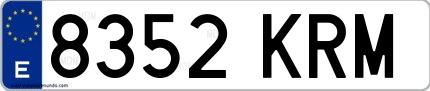 Ejemplo de matrícula española 8352 KRM