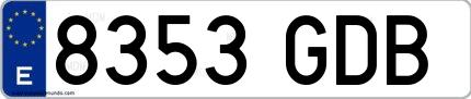 Ejemplo de matrícula española 8353 GDB