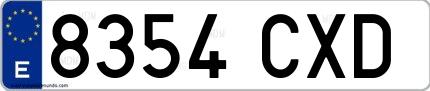Ejemplo de matrícula española 8354 CXD