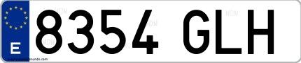 Ejemplo de matrícula de coche ordinaria 8354 GLH