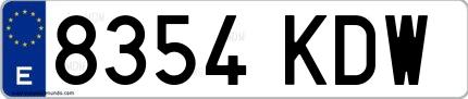 Ejemplo de matrícula española 8354 KDW