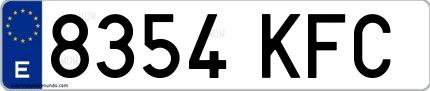 Ejemplo de matrícula española 8354 KFC