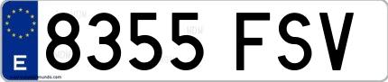 Ejemplo de matrícula española 8355 FSV