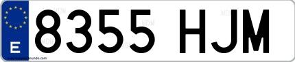 Ejemplo de matrícula española 8355 HJM