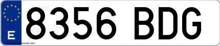 Ejemplo de matrícula española 8356 BDG