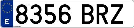 Ejemplo de matrícula española 8356 BRZ