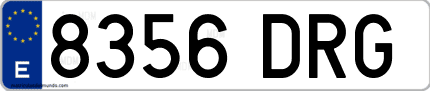Ejemplo de matrícula de coche ordinaria 8356 DRG