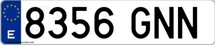 Ejemplo de matrícula española 8356 GNN