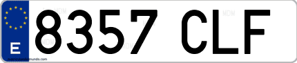Ejemplo de matrícula de coche ordinaria 8357 CLF