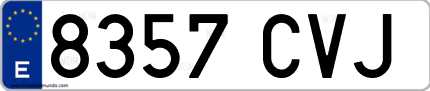 Ejemplo de matrícula de coche ordinaria 8357 CVJ
