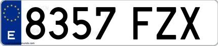 Ejemplo de matrícula española 8357 FZX
