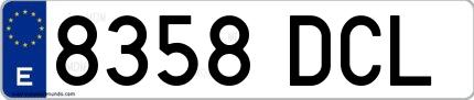 Ejemplo de matrícula española 8358 DCL