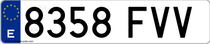 Ejemplo de matrícula de coche ordinaria 8358 FVV