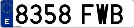 Ejemplo de matrícula española 8358 FWB