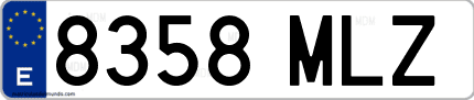 Ejemplo de matrícula de coche ordinaria 8358 MLZ