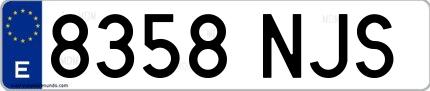Ejemplo de matrícula española 8358 NJS