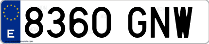 Ejemplo de matrícula de coche ordinaria 8360 GNW