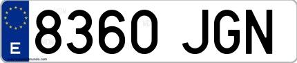 Ejemplo de matrícula española 8360 JGN
