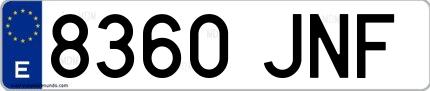 Ejemplo de matrícula española 8360 JNF