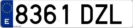 Ejemplo de matrícula española 8361 DZL