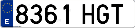 Ejemplo de matrícula de coche ordinaria 8361 HGT