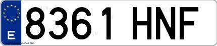 Ejemplo de matrícula española 8361 HNF