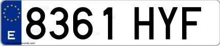 Ejemplo de matrícula española 8361 HYF