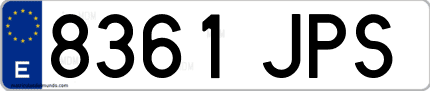 Ejemplo de matrícula de coche ordinaria 8361 JPS