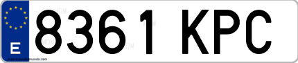 Ejemplo de matrícula de coche ordinaria 8361 KPC