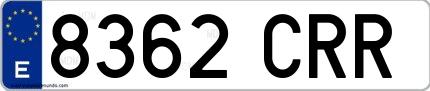 Ejemplo de matrícula española 8362 CRR