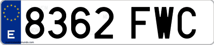 Ejemplo de matrícula de coche ordinaria 8362 FWC