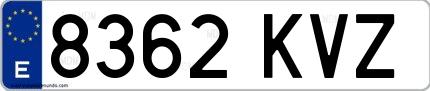 Ejemplo de matrícula de coche ordinaria 8362 KVZ