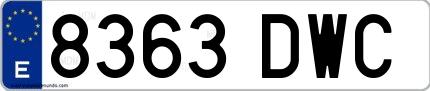 Ejemplo de matrícula española 8363 DWC