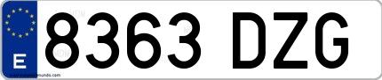 Ejemplo de matrícula española 8363 DZG