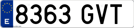 Ejemplo de matrícula de coche ordinaria 8363 GVT