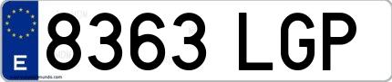 Ejemplo de matrícula española 8363 LGP