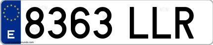 Ejemplo de matrícula española 8363 LLR
