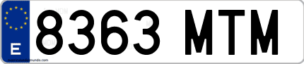 Ejemplo de matrícula de coche ordinaria 8363 MTM