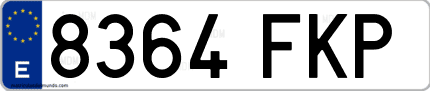 Ejemplo de matrícula de coche ordinaria 8364 FKP