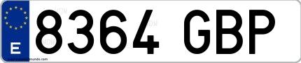 Ejemplo de matrícula española 8364 GBP